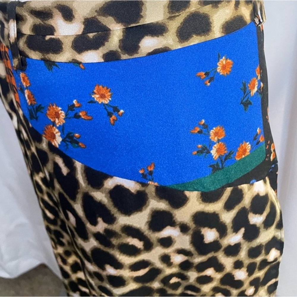 Calvin Klein Floral Houndstooth & Leopard Print Patchwork Skirt size 4 - Picture 3 of 10